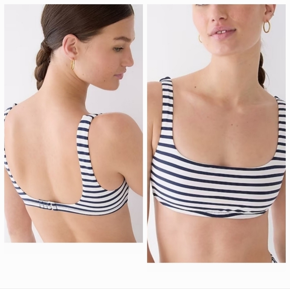 J. Crew Squareneck Bikini Top in Classic Stripe NWT